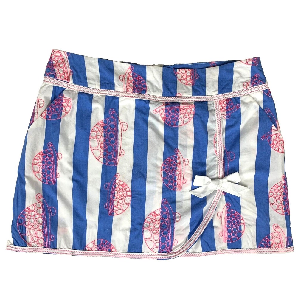 Lilly Pulitzer‎ Jarvey Skort Stay in Your Lane Embroidered Turtles sz 0 Stripes